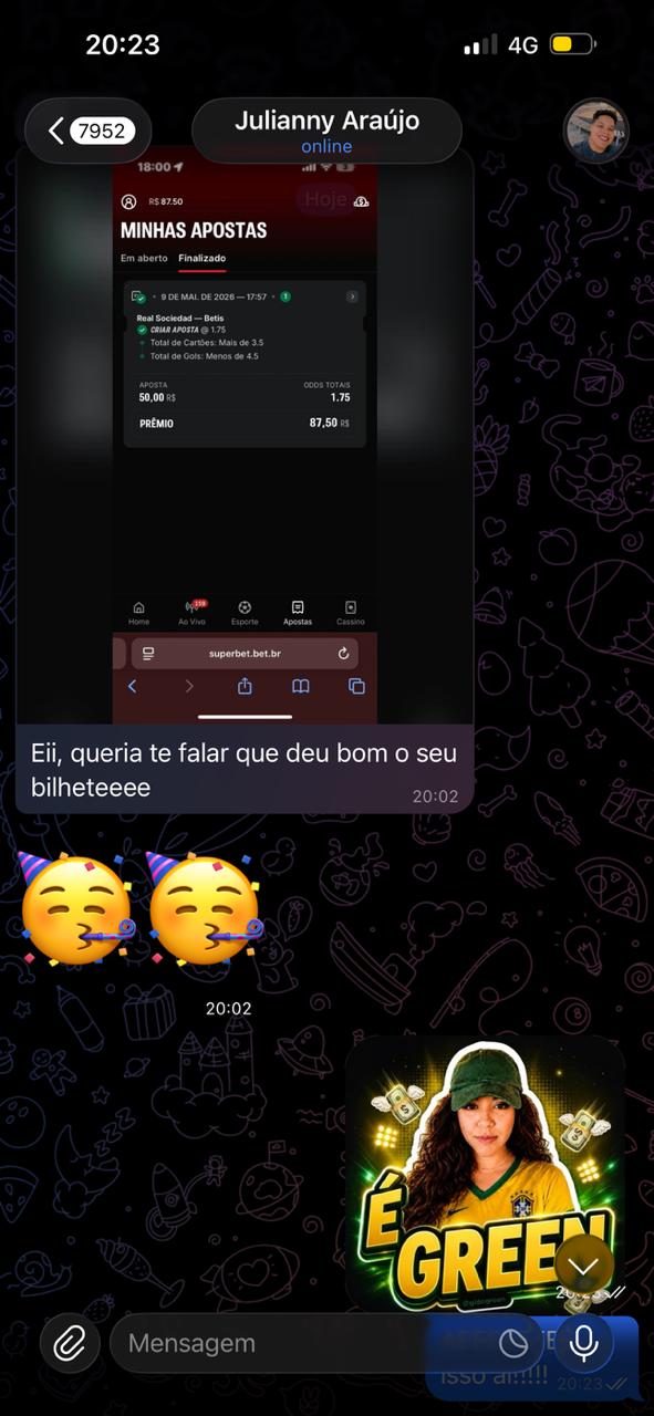 Conversa no WhatsApp: aposta de R$50,00 virou prêmio de R$87,50